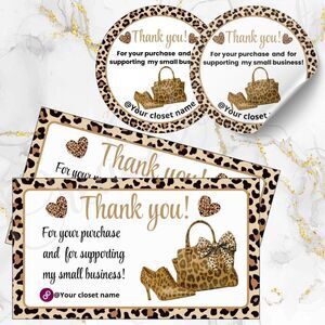 120 Pack Animal Print Personalized Thank You Cards & Stickers